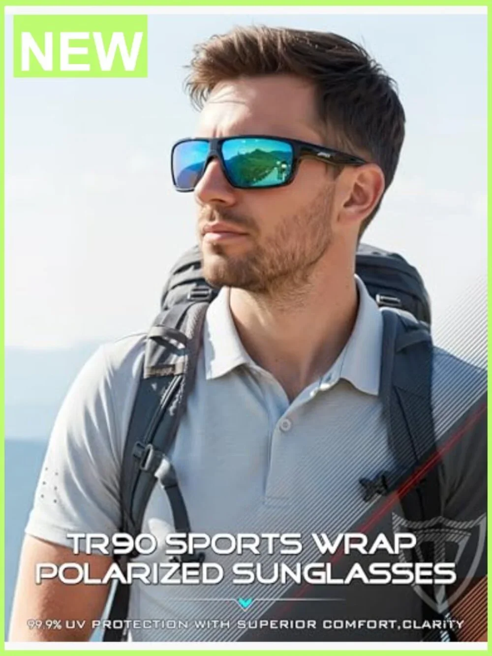Polarized Sunglasses Men Sports TR90 Frame UV400 Protection Wrap-Around Driving
